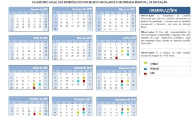 Calendário Anual das Reuniões dos Conselhos.