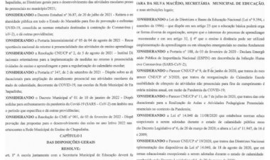 SEMED EMITE PORTARIA DE REGULAMENTAÇÃO DE VOLTA ÀS AULAS EM CHAPADINHA-MA.